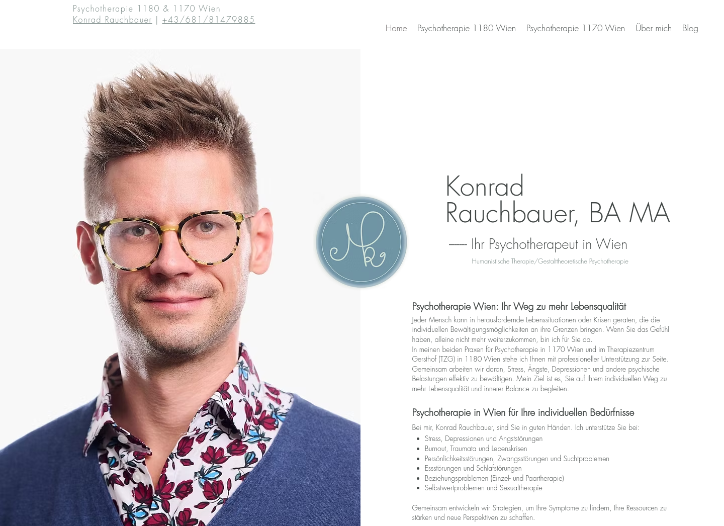 Aktuelle Website-Vorschau von Psychotherapie Konrad Rauchbauer