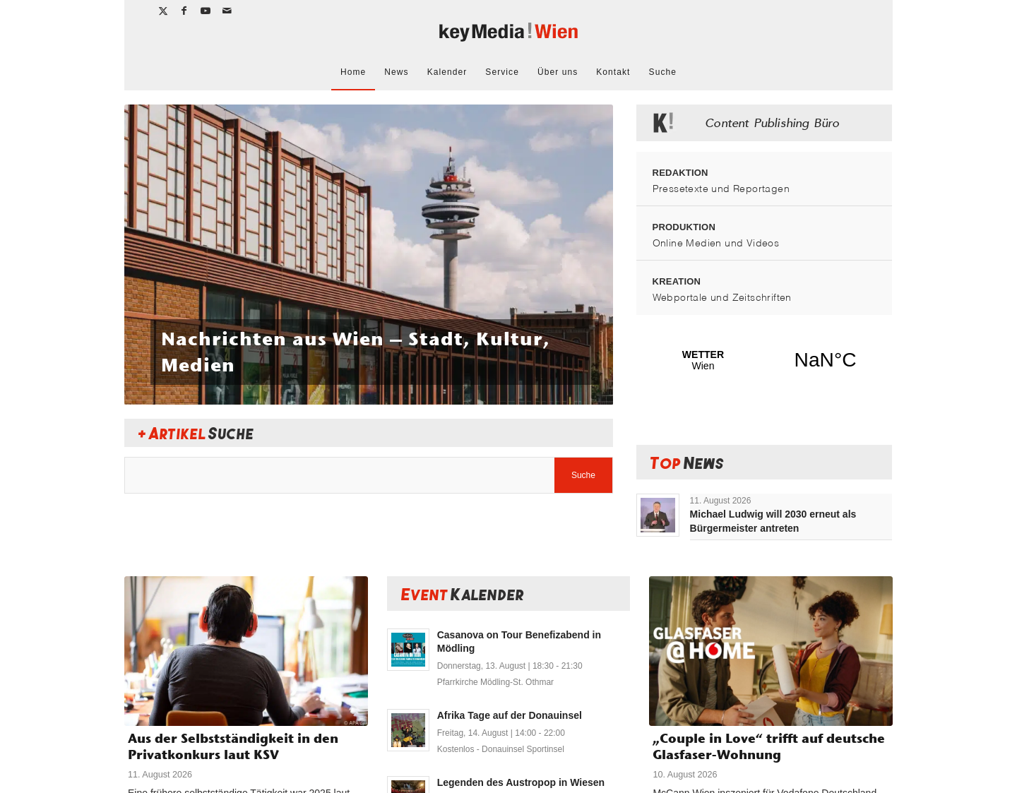 Aktuelle Website-Vorschau von keymedia Wien | News Publishing