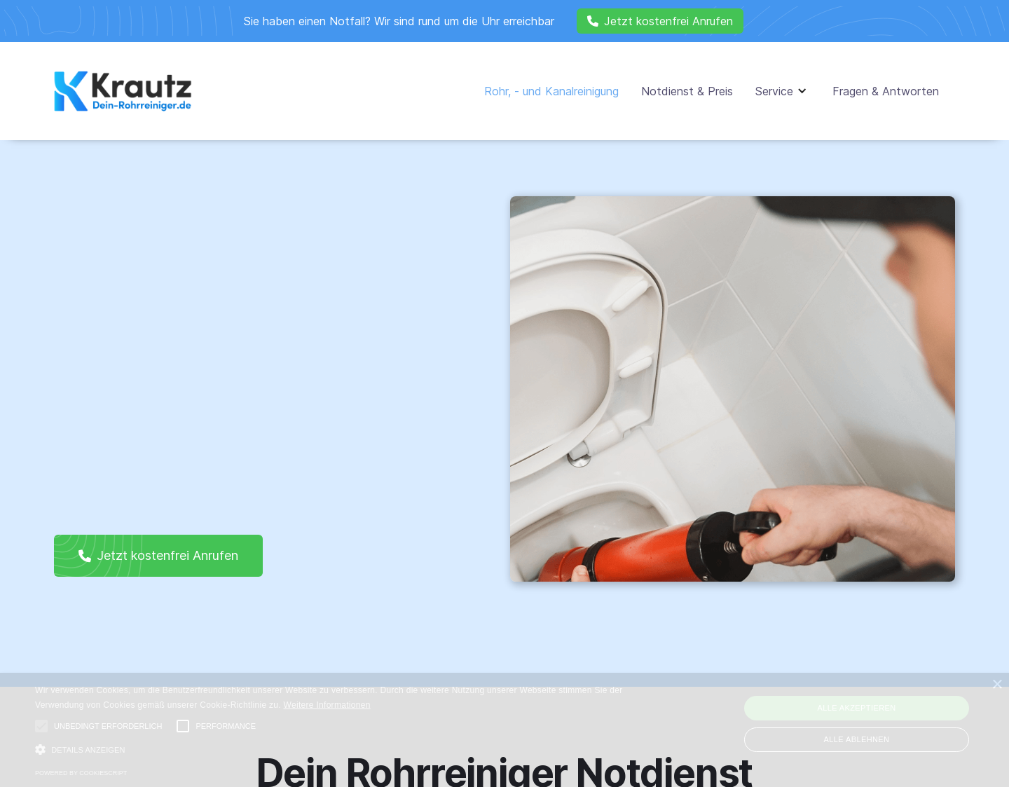 Aktuelle Website-Vorschau von Rohr- und Kanalreinigung Krautz GmbH