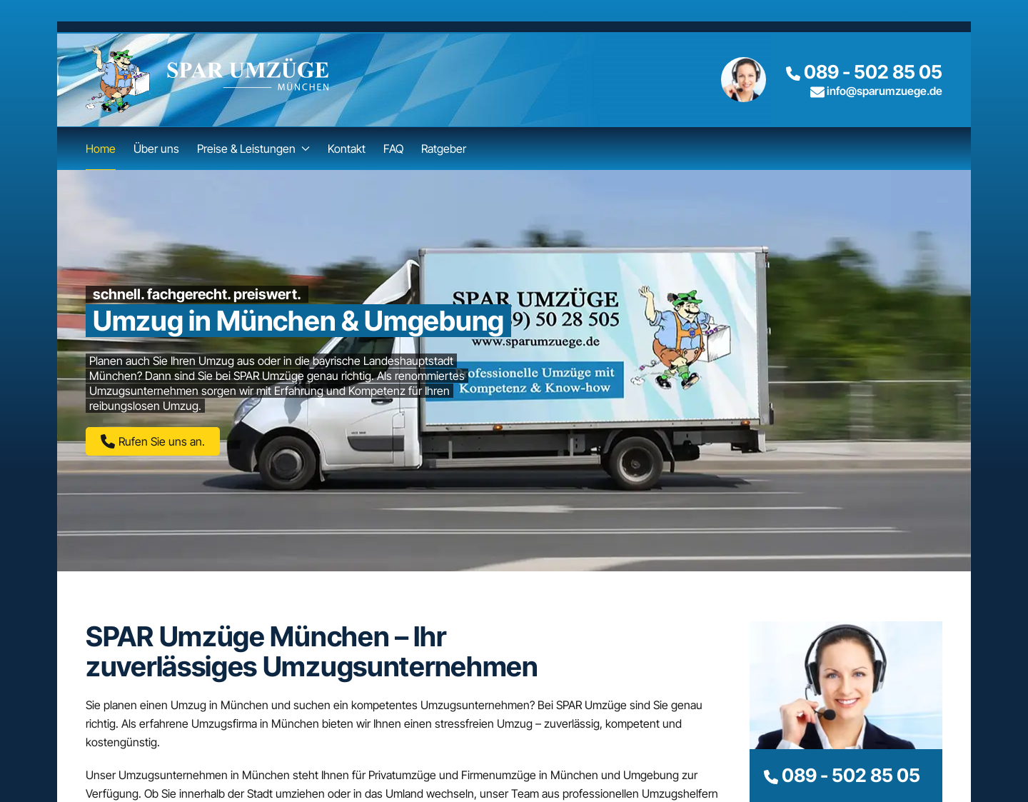 Aktuelle Website-Vorschau von SPAR Umzüge München