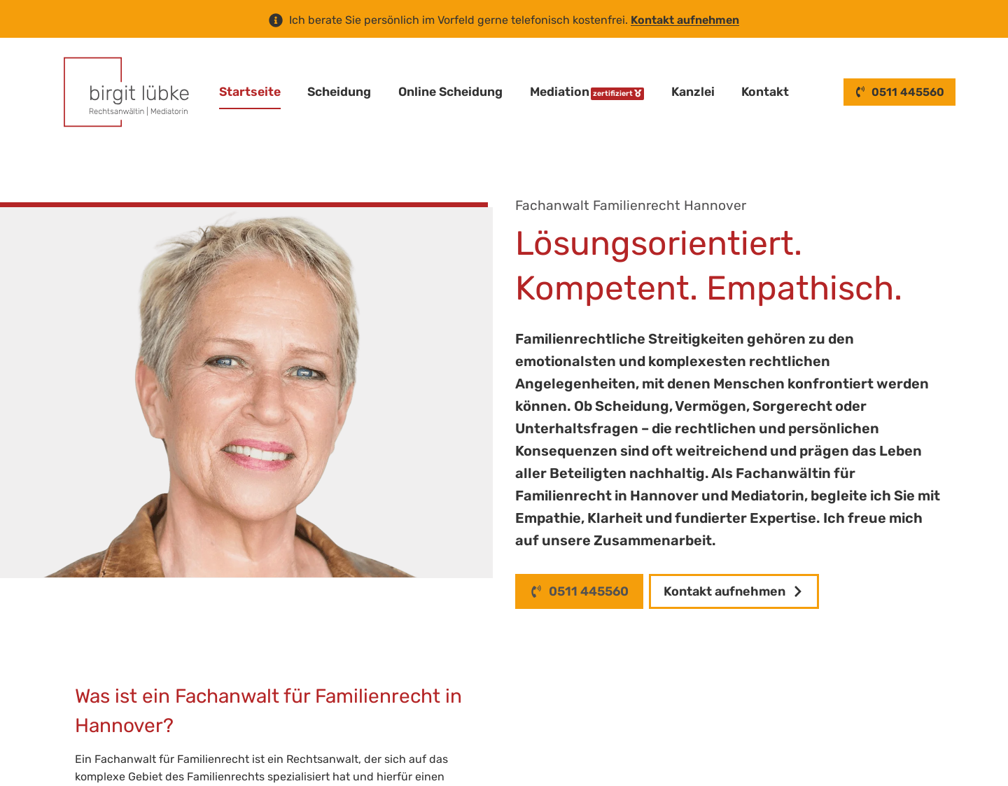 Aktuelle Website-Vorschau von Rechtsanwältin Birgit Lübke