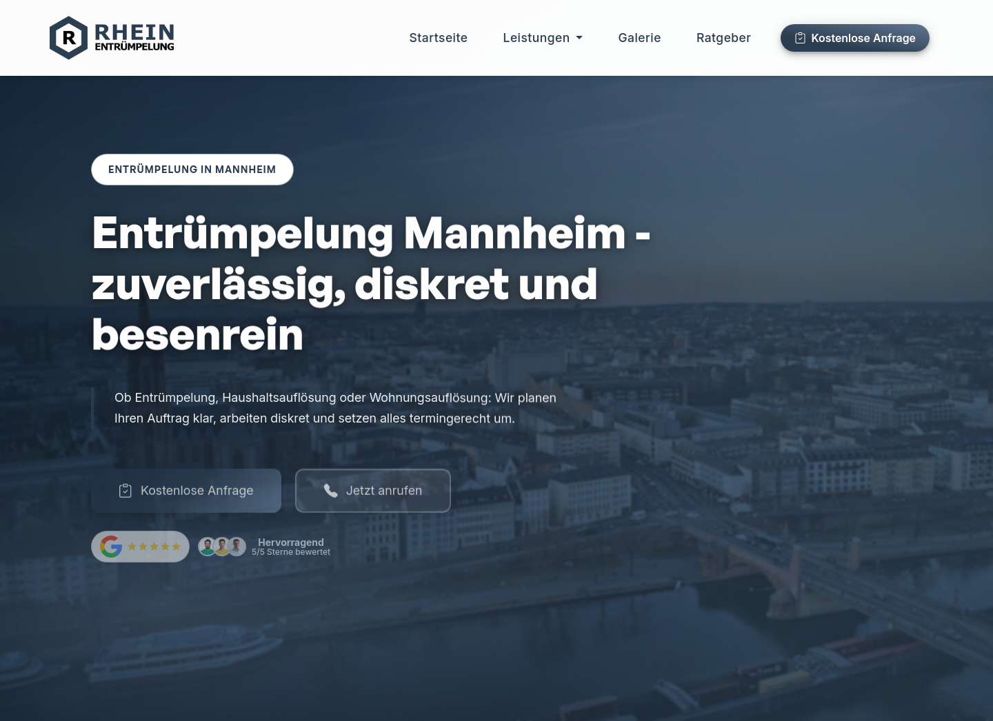 Aktuelle Website-Vorschau von Rhein Entrümpelung
