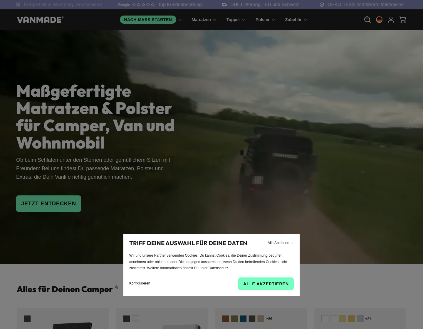 Aktuelle Website-Vorschau von Vanmade GmbH