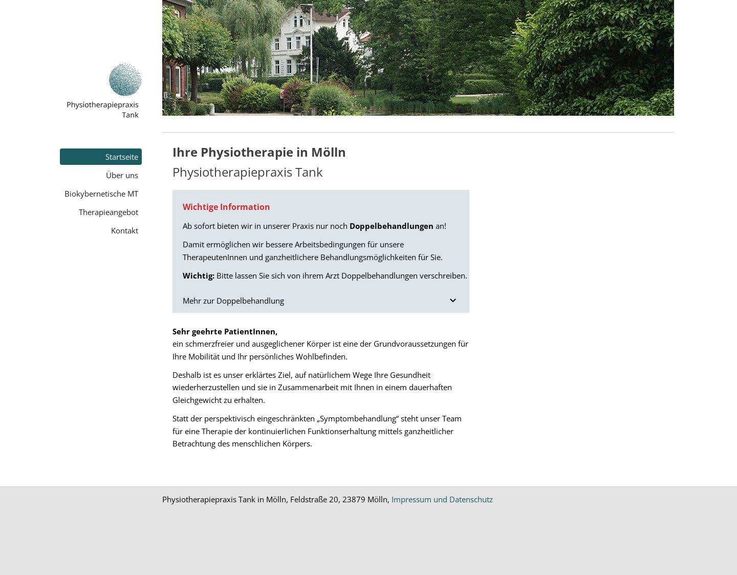 Aktuelle Website-Vorschau von Physiotherapiepraxis Tank in Mölln