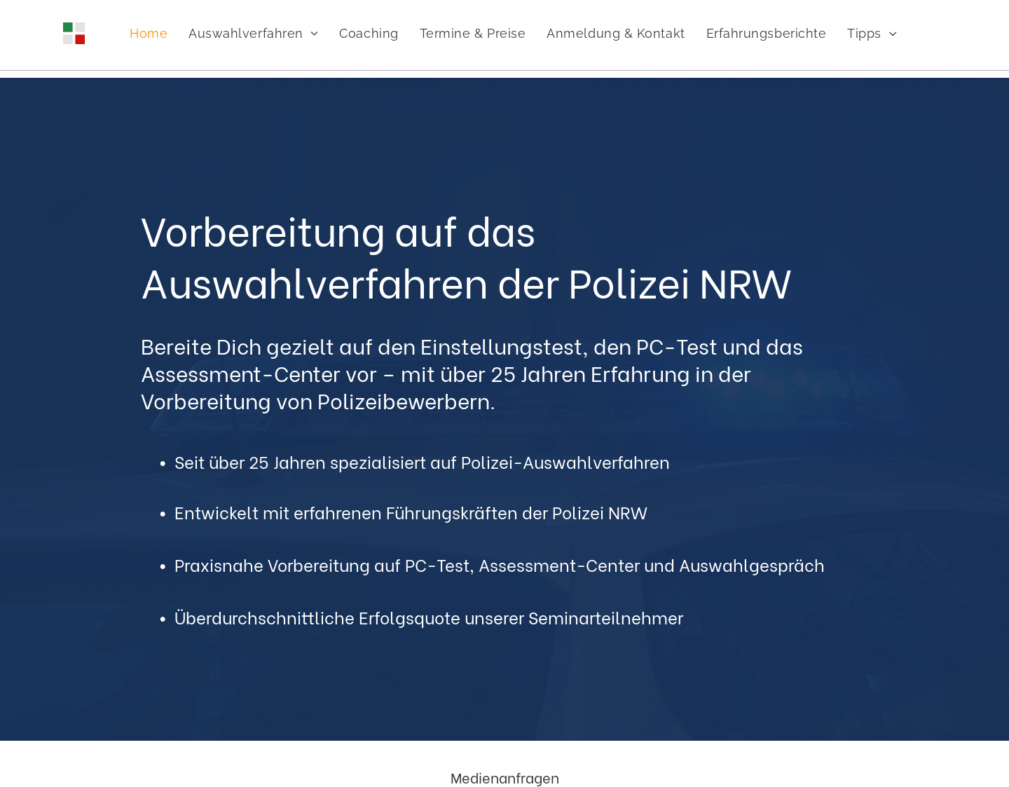 Aktuelle Website-Vorschau von Coaching für Polizei Einstellungstest