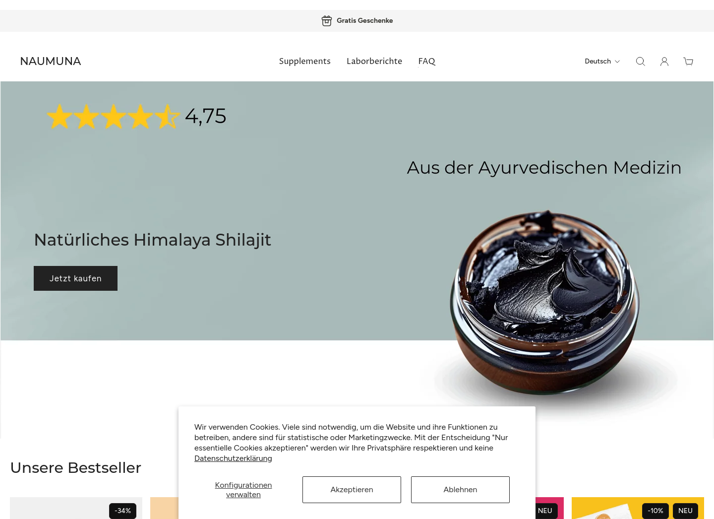 Aktuelle Website-Vorschau von Naumuna Gewichtsdecke