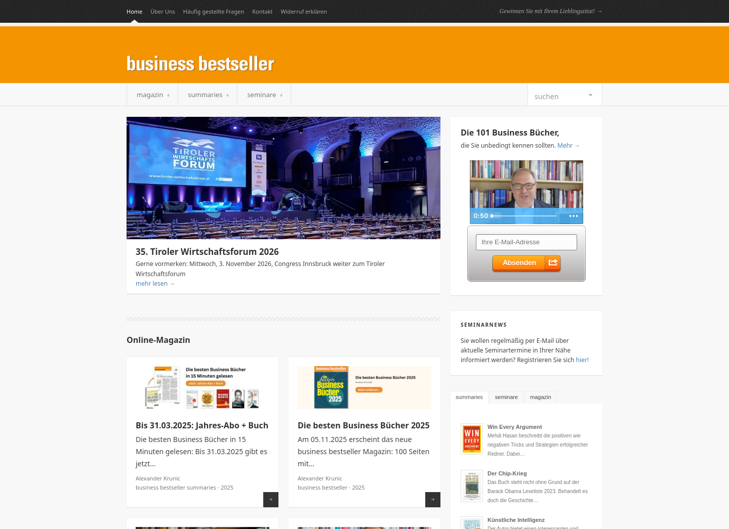 Aktuelle Website-Vorschau von business bestseller VerlagsgmbH