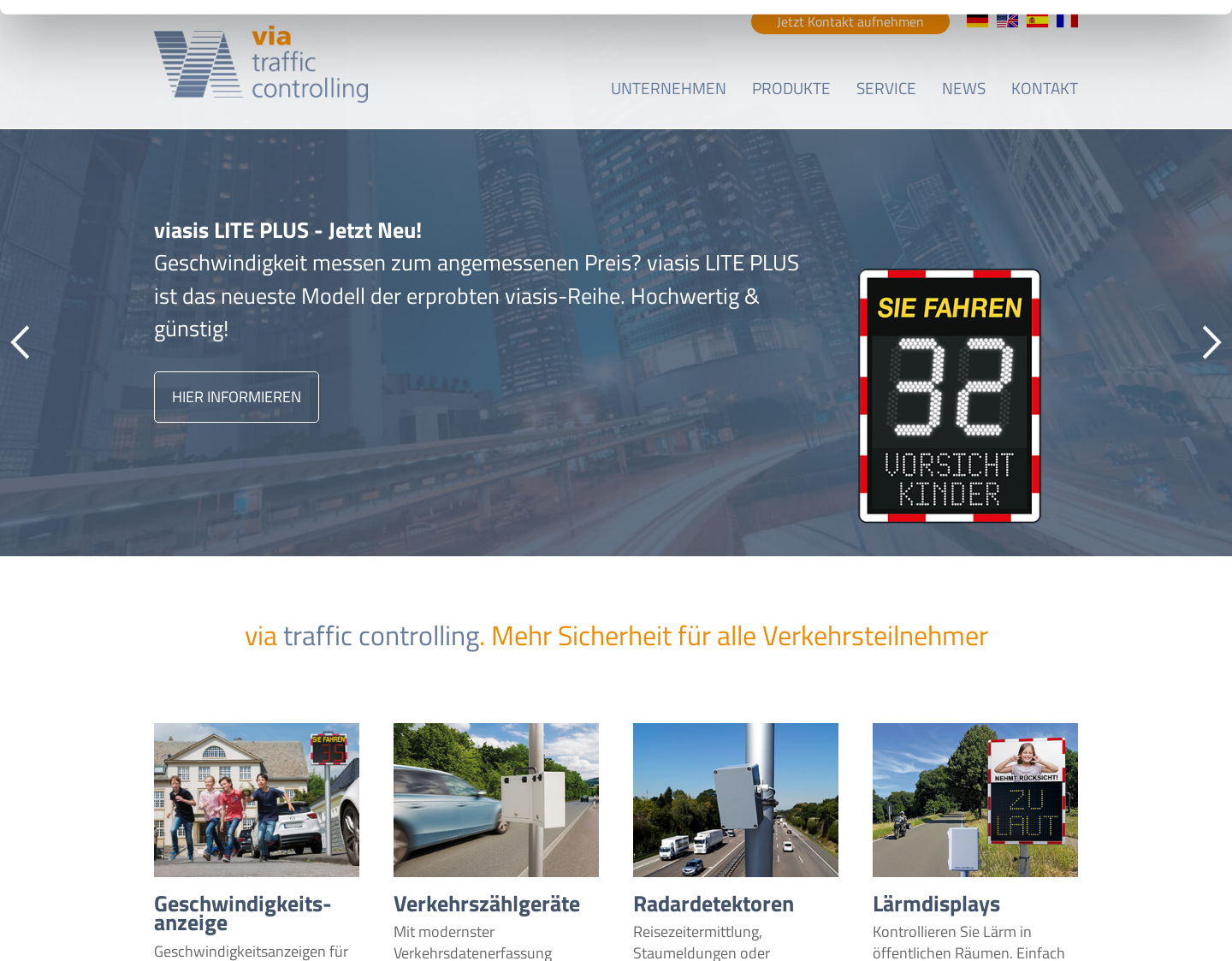 Aktuelle Website-Vorschau von Verkehrszählgerät