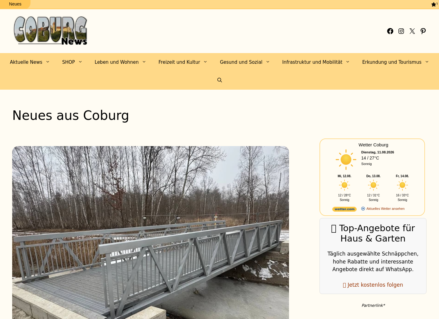 Aktuelle Website-Vorschau von Coburg News
