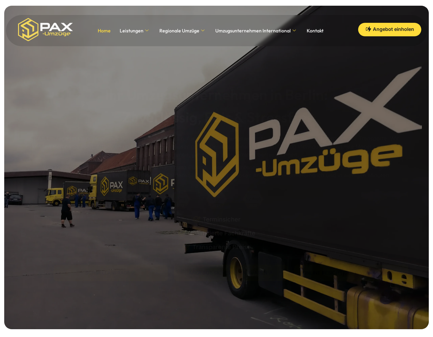 Aktuelle Website-Vorschau von Pax GmbH - Umzüge