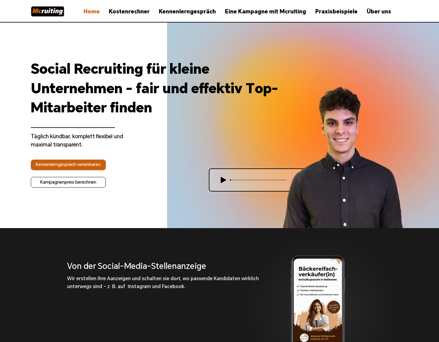 Aktuelle Website-Vorschau von Mcruiting