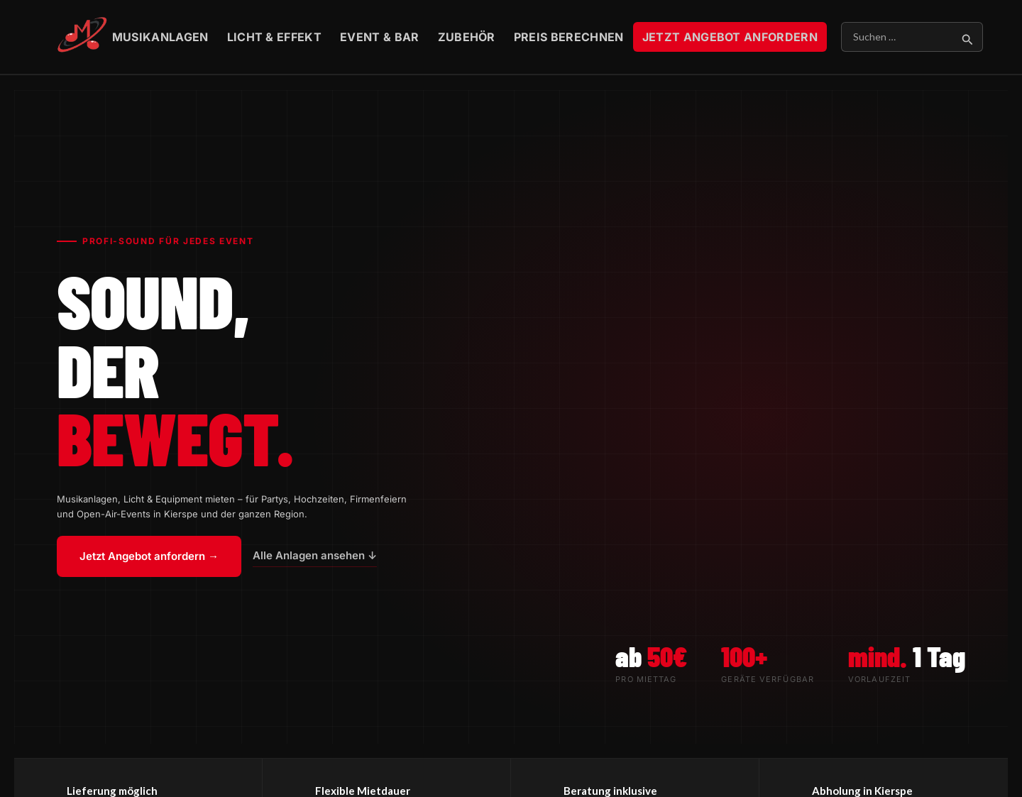 Aktuelle Website-Vorschau von Musikanlagenmieten