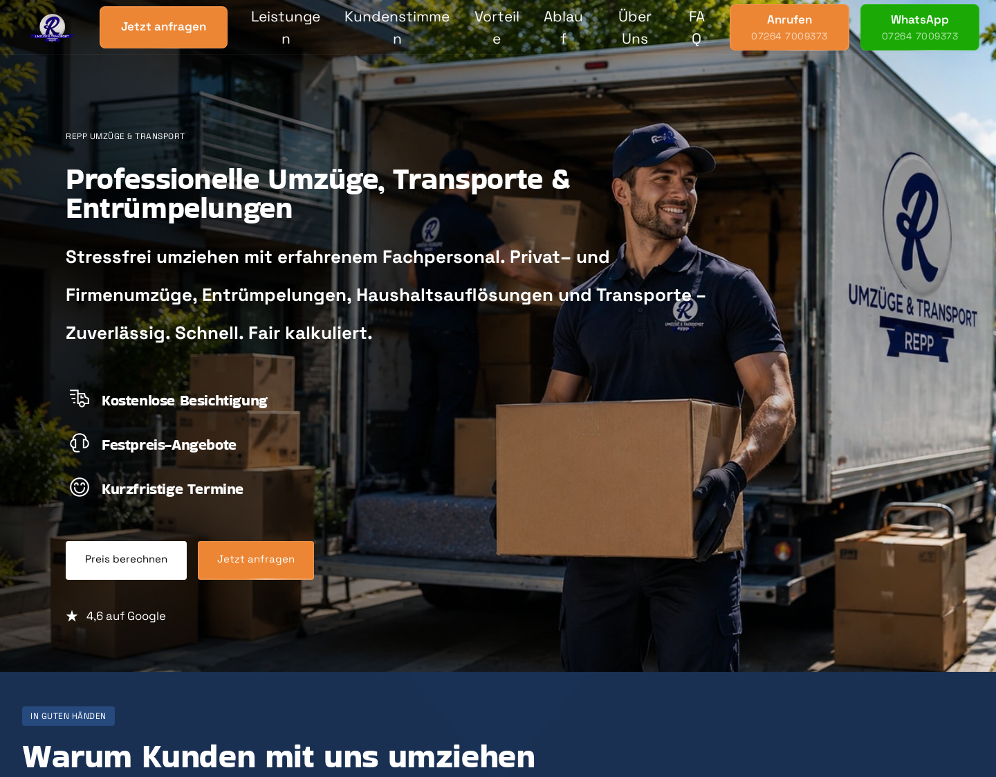 Aktuelle Website-Vorschau von Repp Umzüge & Transport