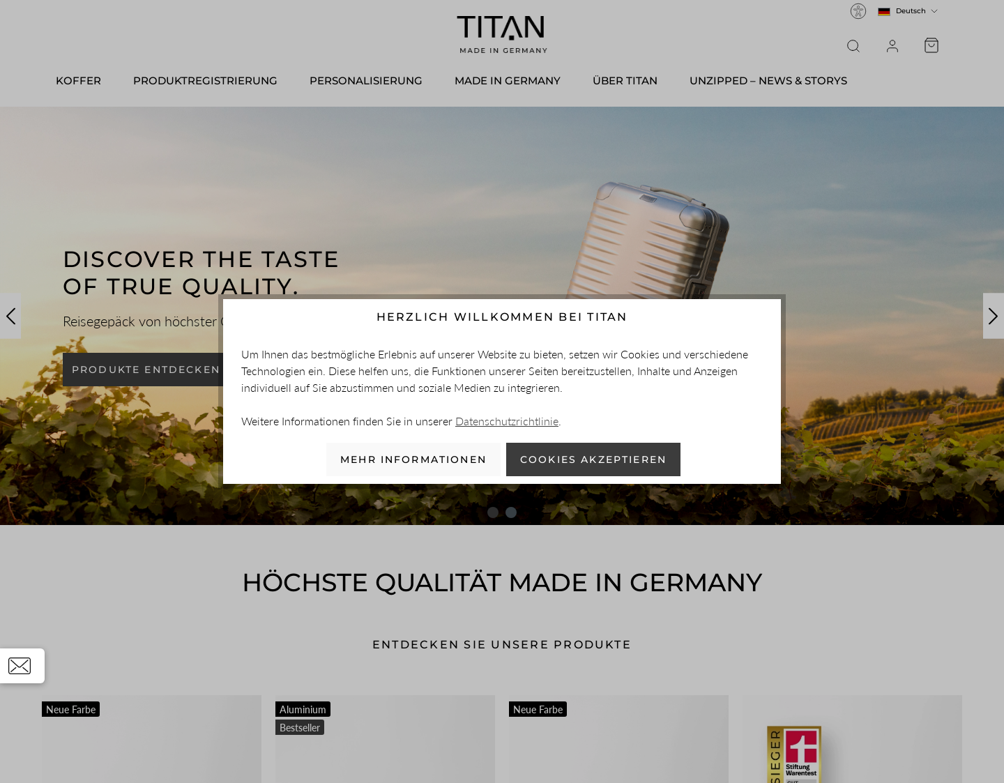 Aktuelle Website-Vorschau von TITAN