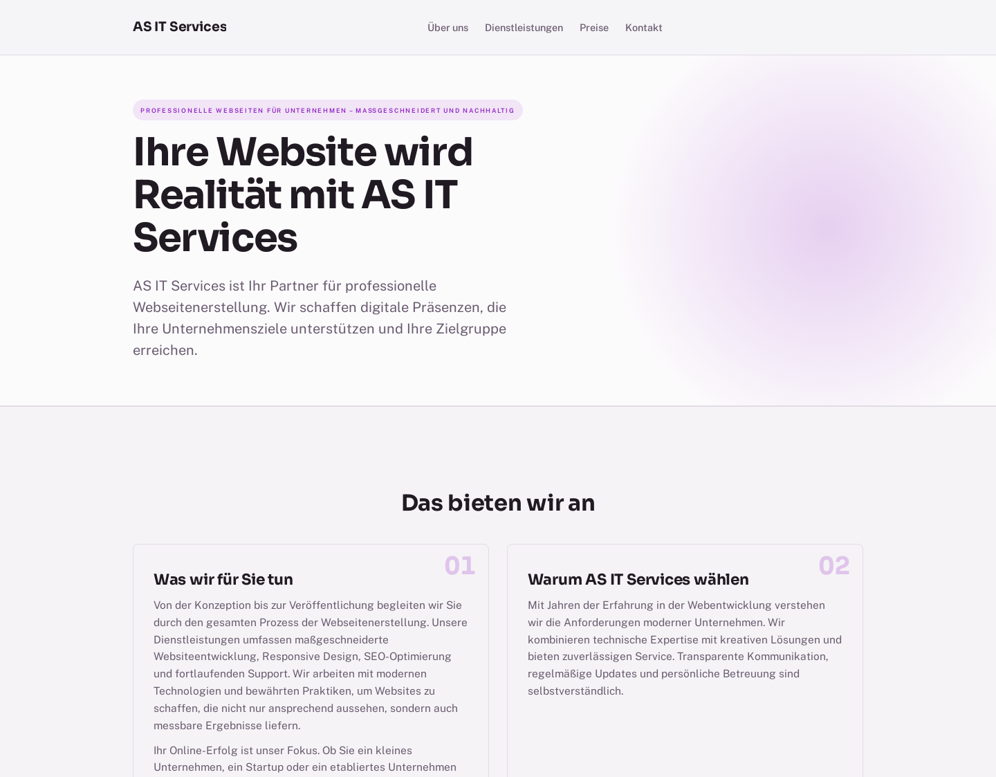 Aktuelle Website-Vorschau von AS IT