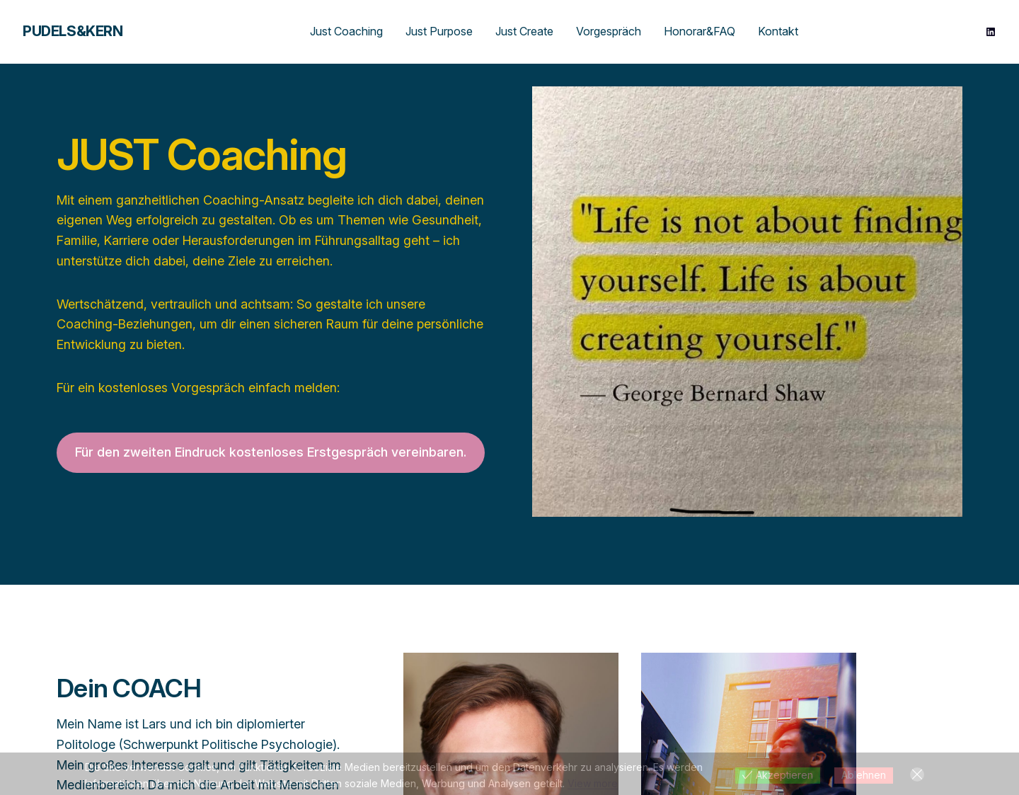 Aktuelle Website-Vorschau von Pudels&Kern - Just Coaching