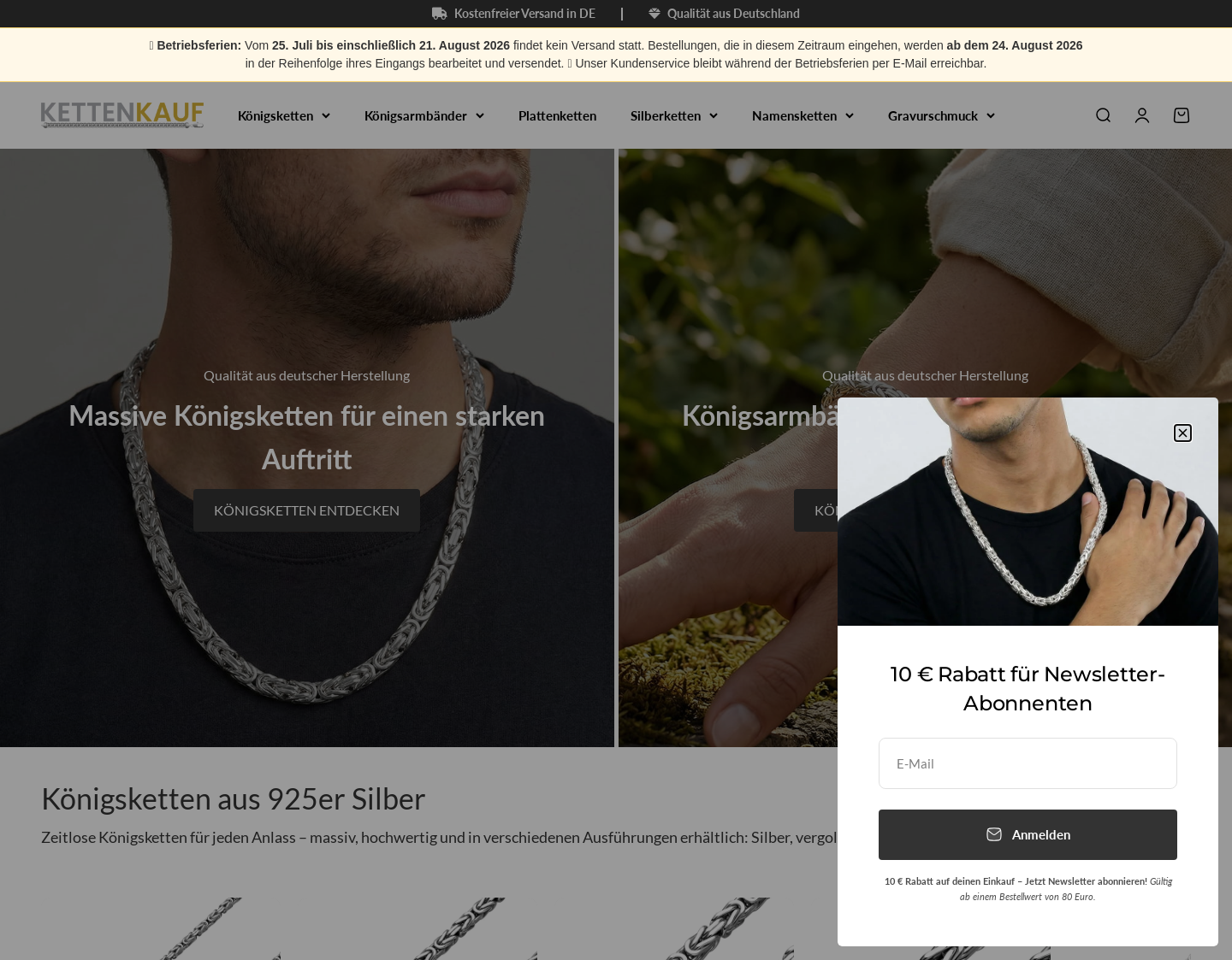 Aktuelle Website-Vorschau von SchmuckForever - Königsketten und Königsarmbänder