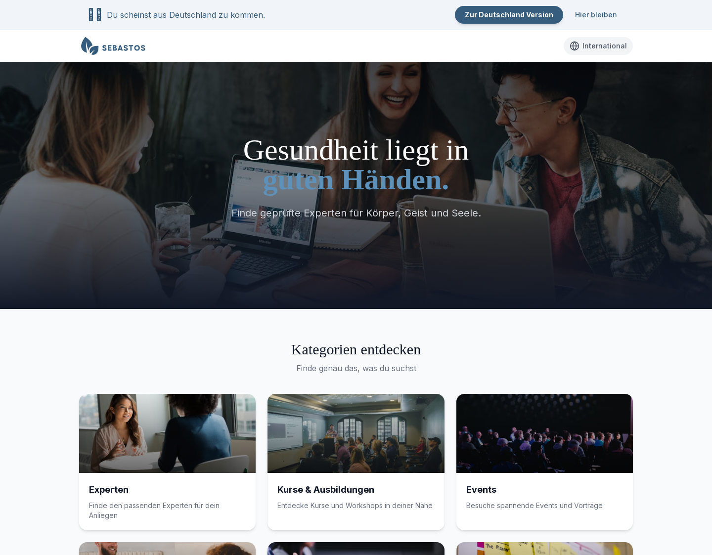 Aktuelle Website-Vorschau von Sebastos | Portal für Körper, Geist und Seele