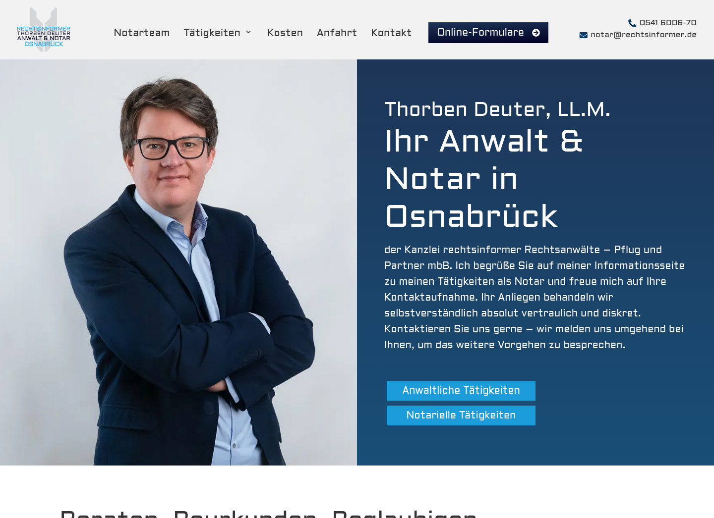 Aktuelle Website-Vorschau von Thorben Deuter Rechtsanwalt und Notar