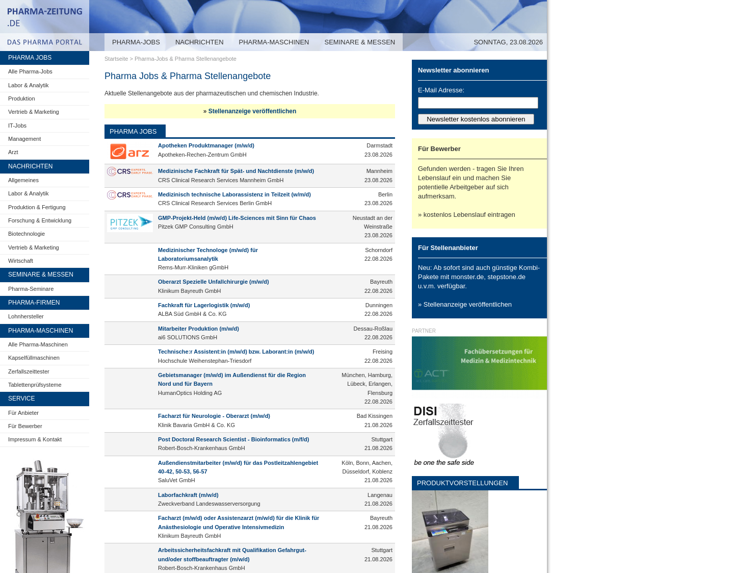 Aktuelle Website-Vorschau von Pharma Stellenangebote & Jobs