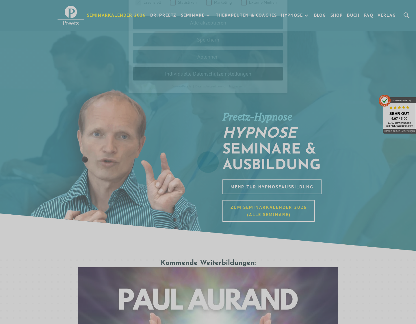 Aktuelle Website-Vorschau von Preetz Hypnose