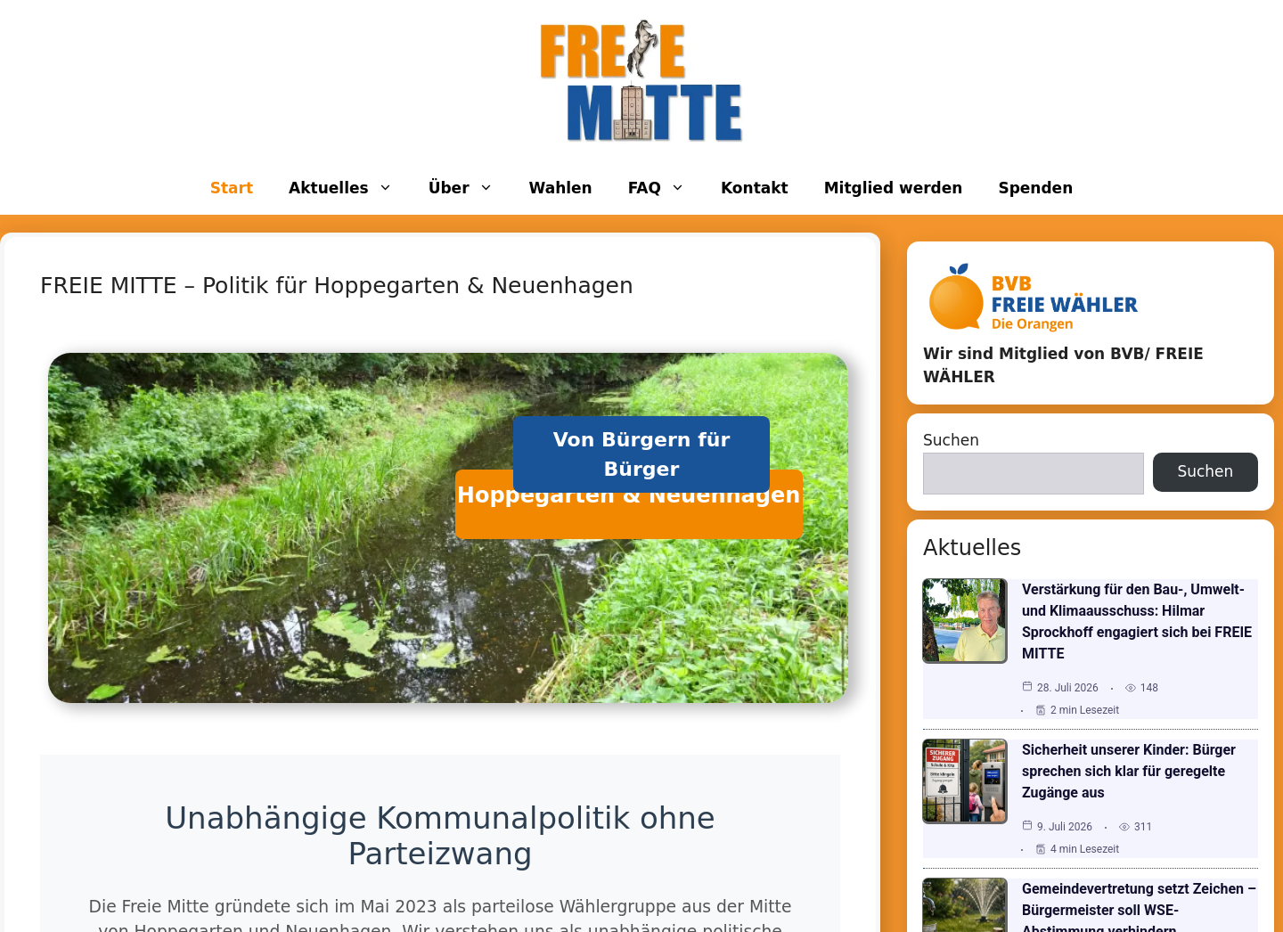 Aktuelle Website-Vorschau von Wählergruppe FREIE MITTE neuenhagen Hoppegarten
