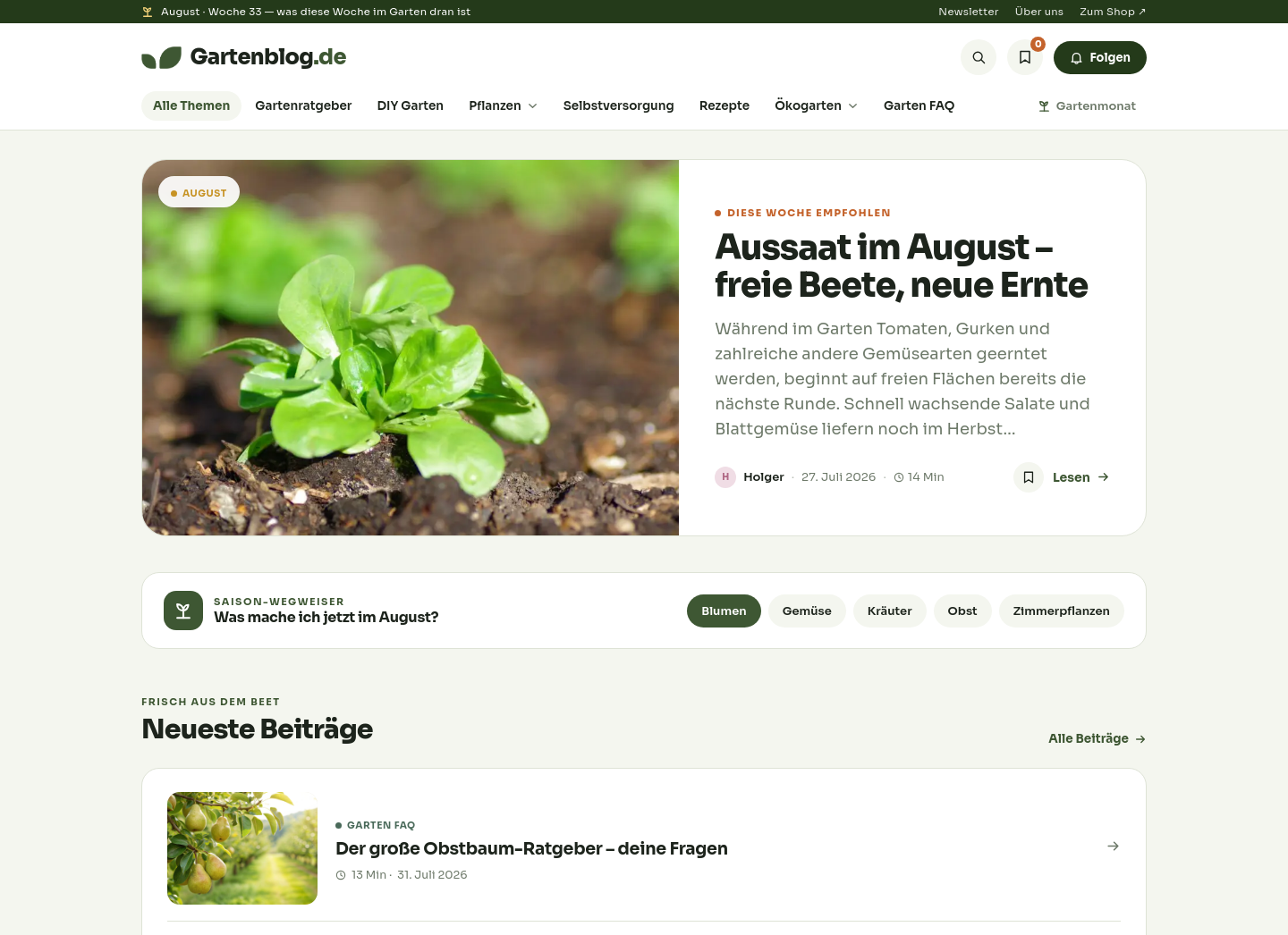 Aktuelle Website-Vorschau von Gartenblog - der original Garten Blog