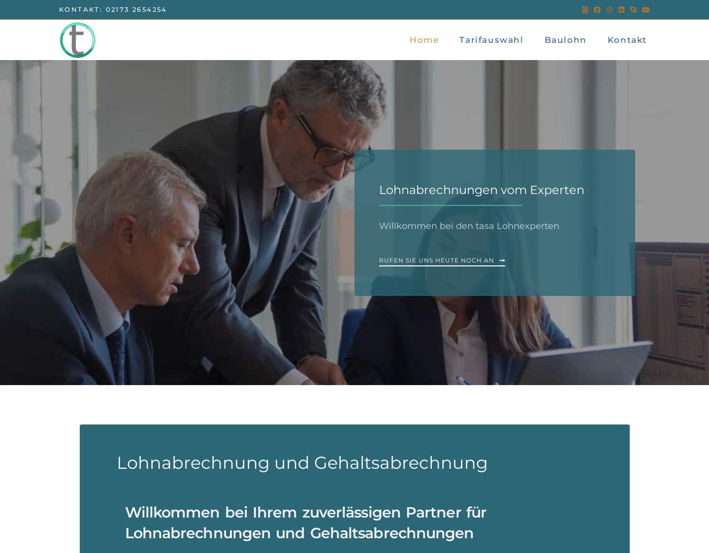 Aktuelle Website-Vorschau von tasa Lohnexperten