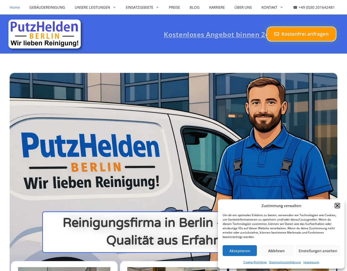 Aktuelle Website-Vorschau von Reinigungsfirma für Büros in Berlin