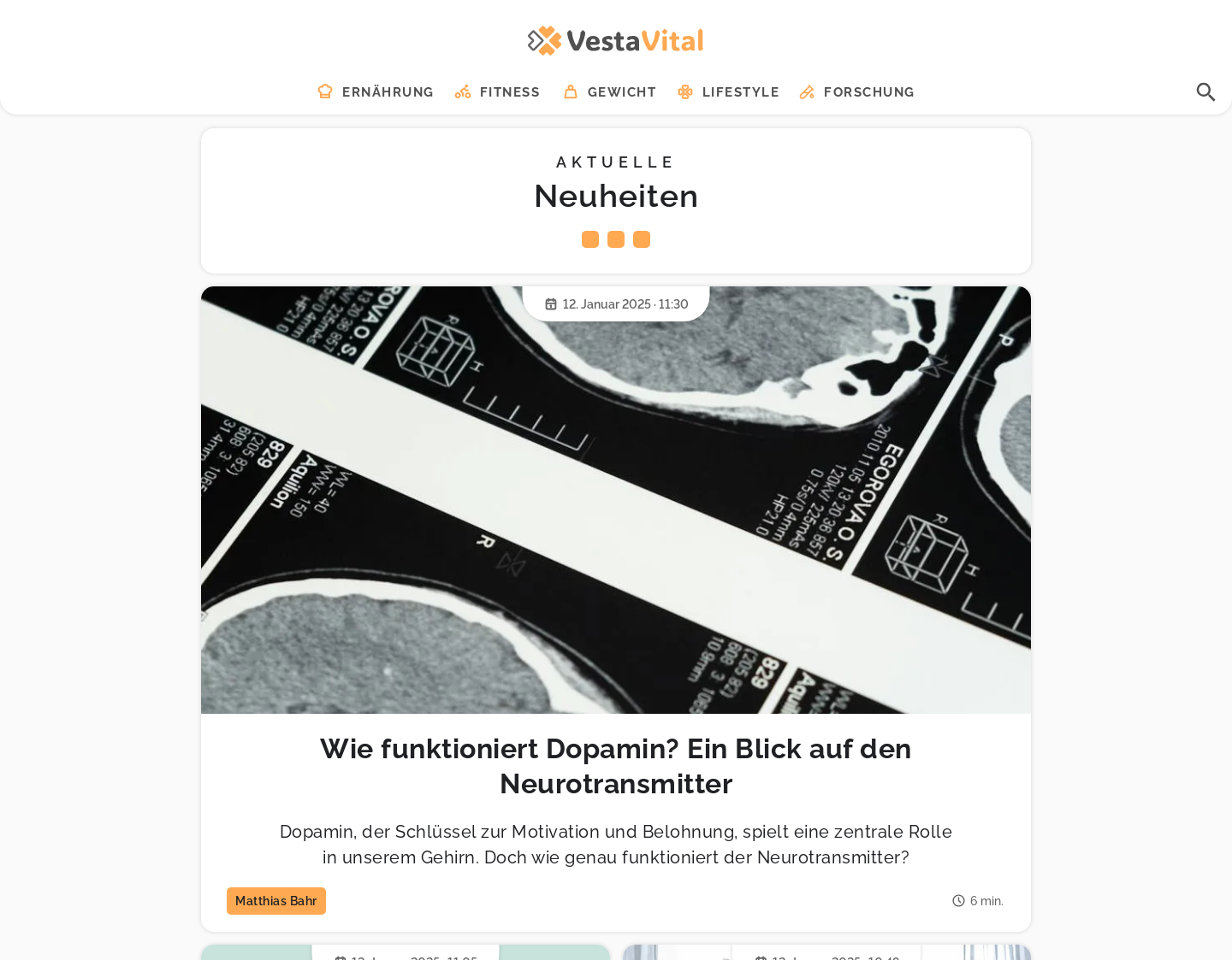 Aktuelle Website-Vorschau von VestaVital