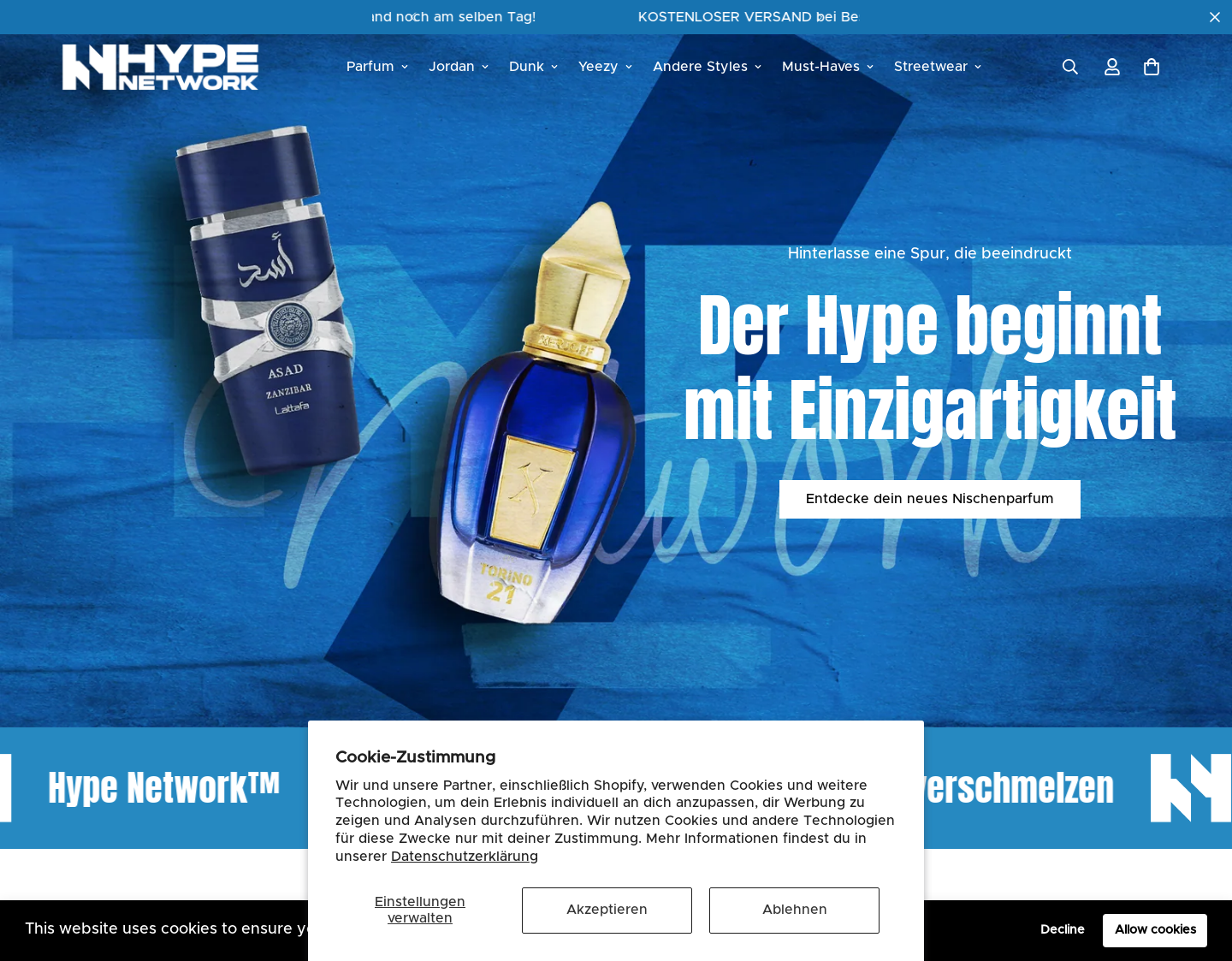 Aktuelle Website-Vorschau von Hype Network