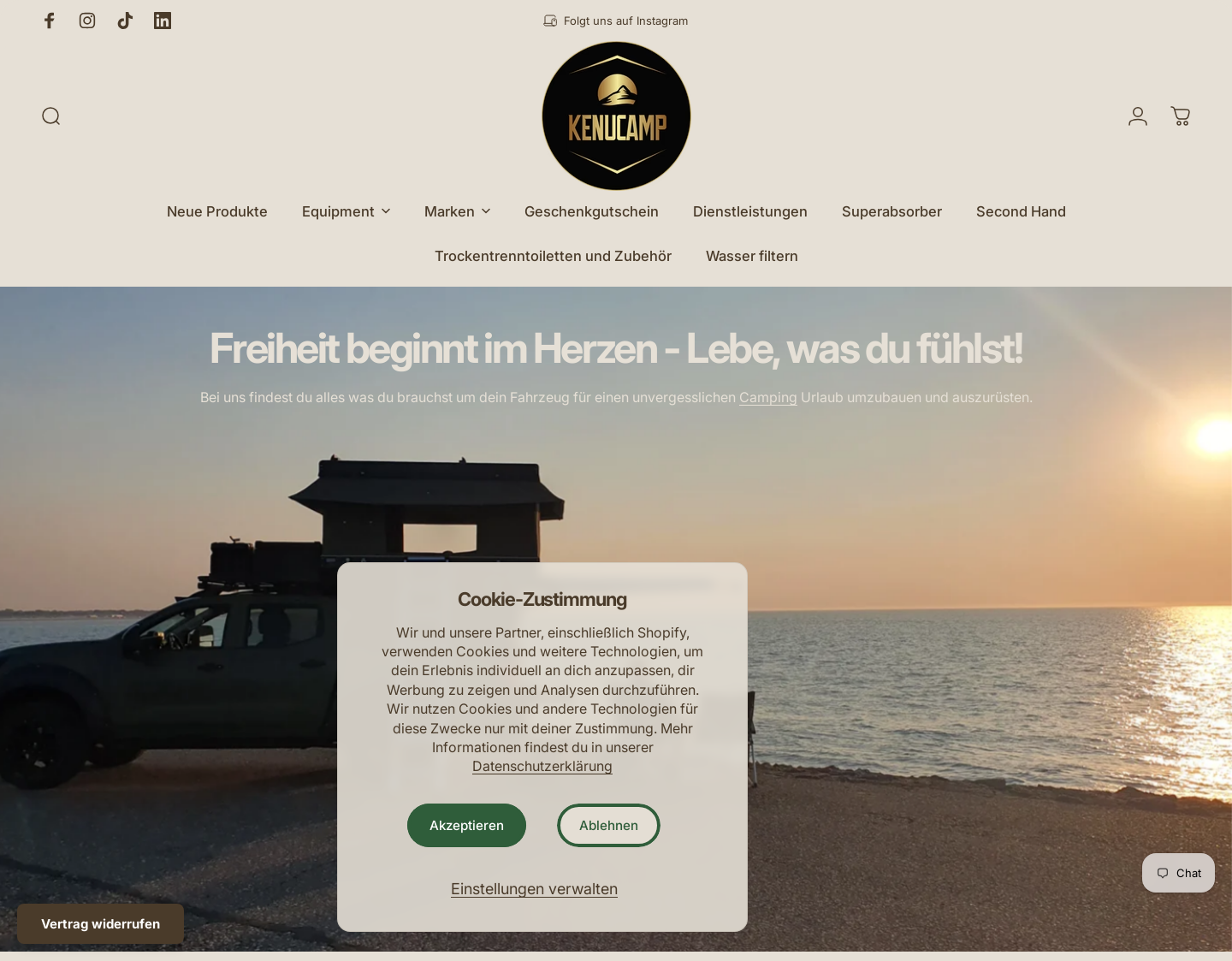 Aktuelle Website-Vorschau von Kenucamp