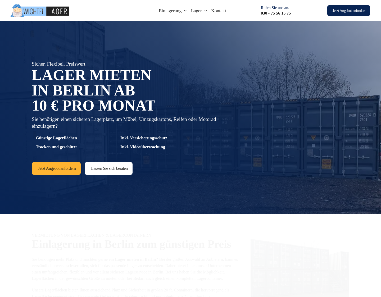 Aktuelle Website-Vorschau von Wichtel Lager Berlin