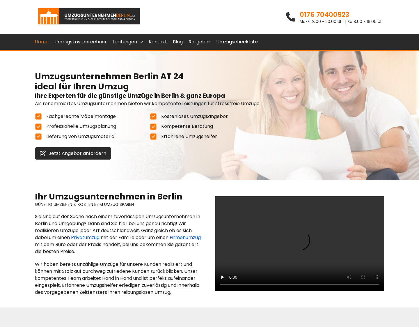 Aktuelle Website-Vorschau von Umzugsunternehmen Berlin AT 24