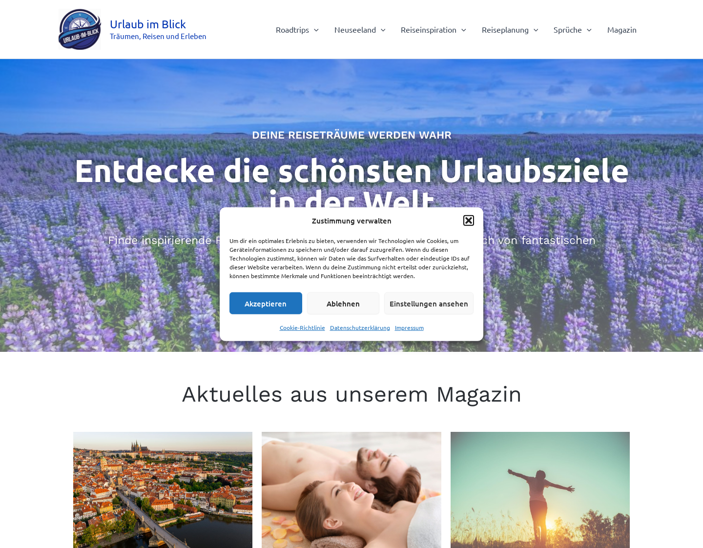 Aktuelle Website-Vorschau von Urlaub im Blick