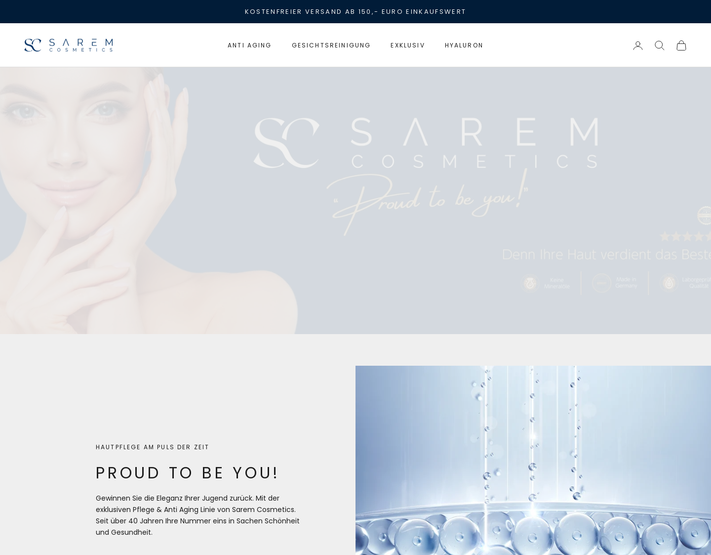 Aktuelle Website-Vorschau von Sarem Cosmetics GmbH & Co. KG