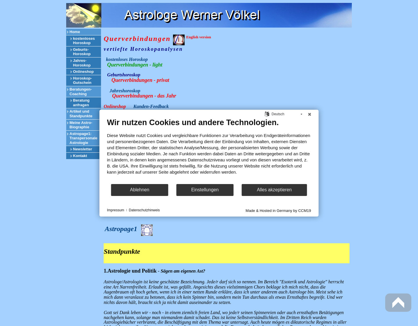Aktuelle Website-Vorschau von Asstrologe Werner Völkel