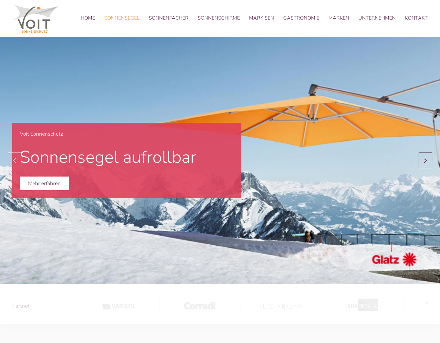 Aktuelle Website-Vorschau von Voit Sonnenschutz
