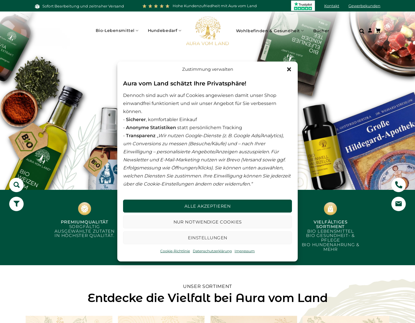 Aktuelle Website-Vorschau von Aura vom Land