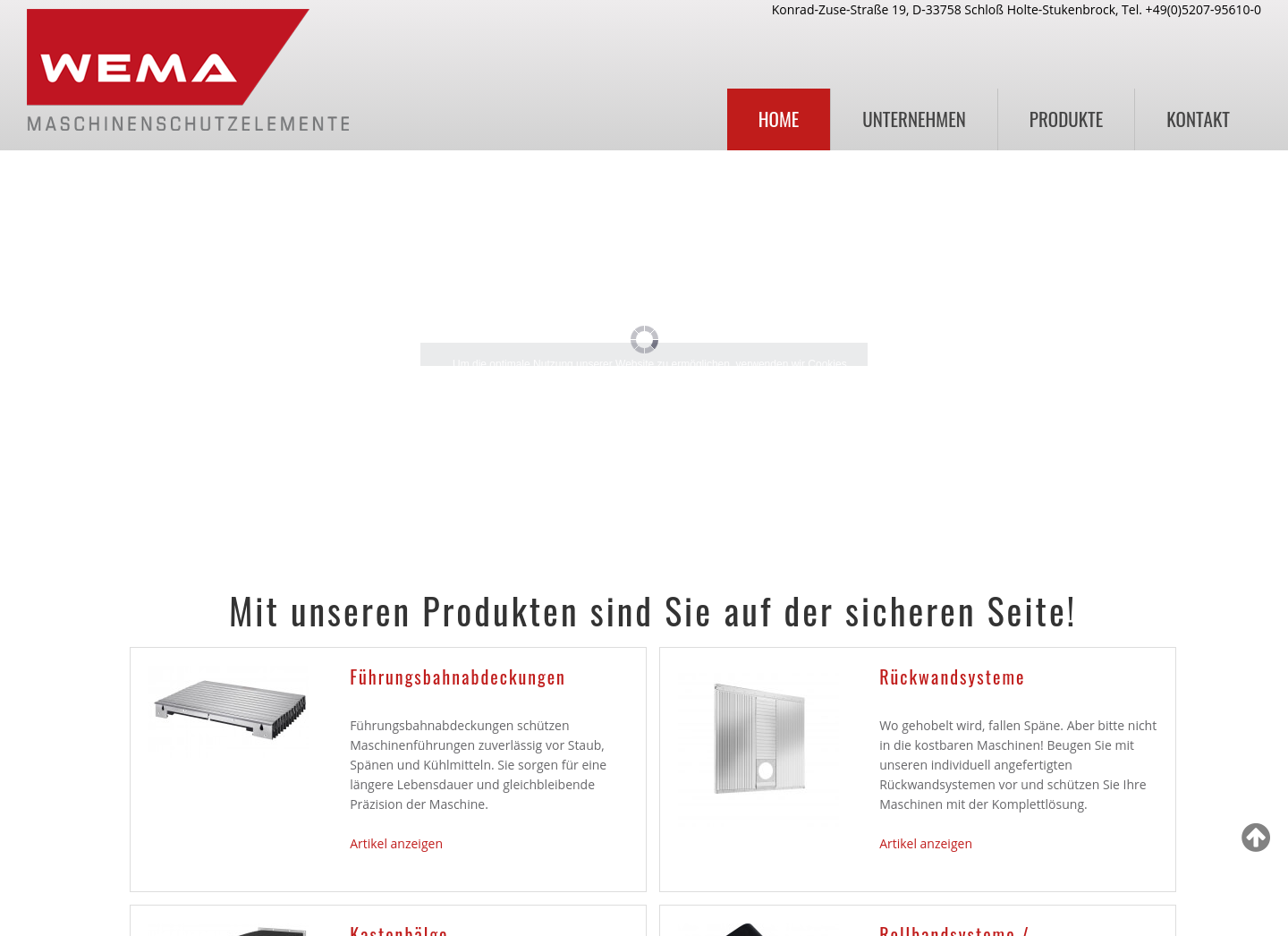 Aktuelle Website-Vorschau von WEMA Maschinenschutzelemente GmbH & Co. KG