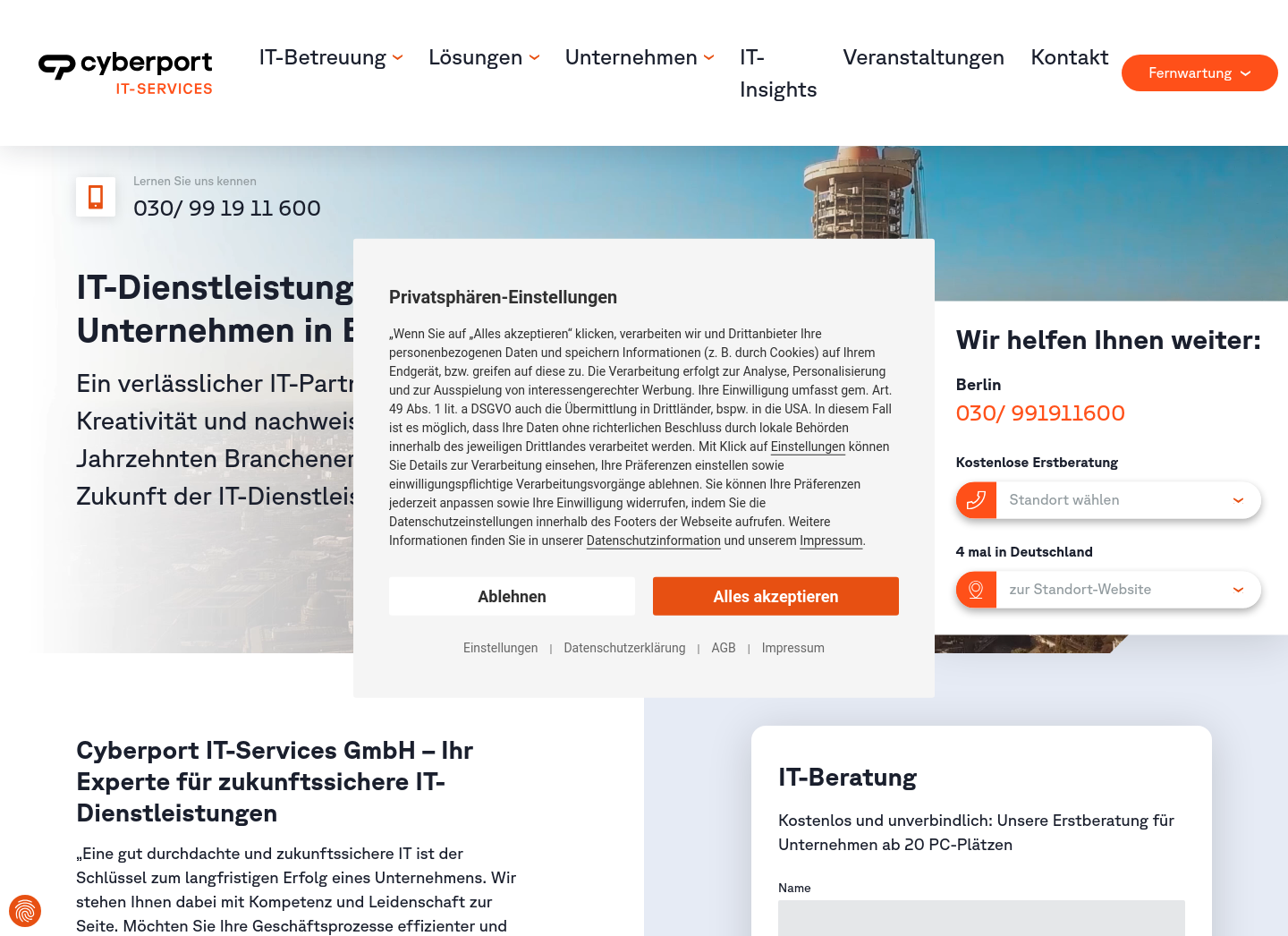 Aktuelle Website-Vorschau von Cyberport IT-Services Berlin GmbH