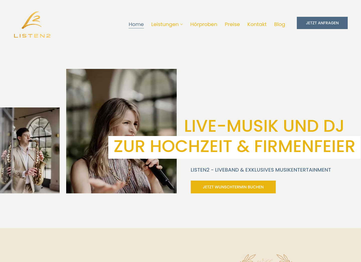 Aktuelle Website-Vorschau von Hochzeitsband Listen2