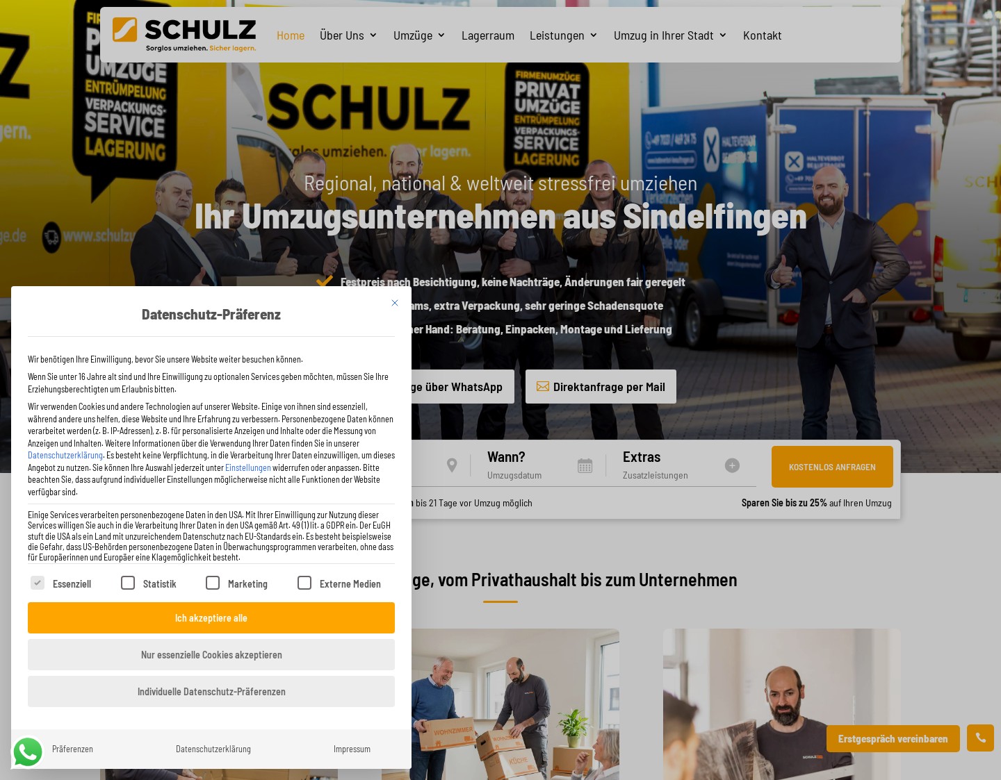 Aktuelle Website-Vorschau von Schulz Umzüge Lagerraum GmbH