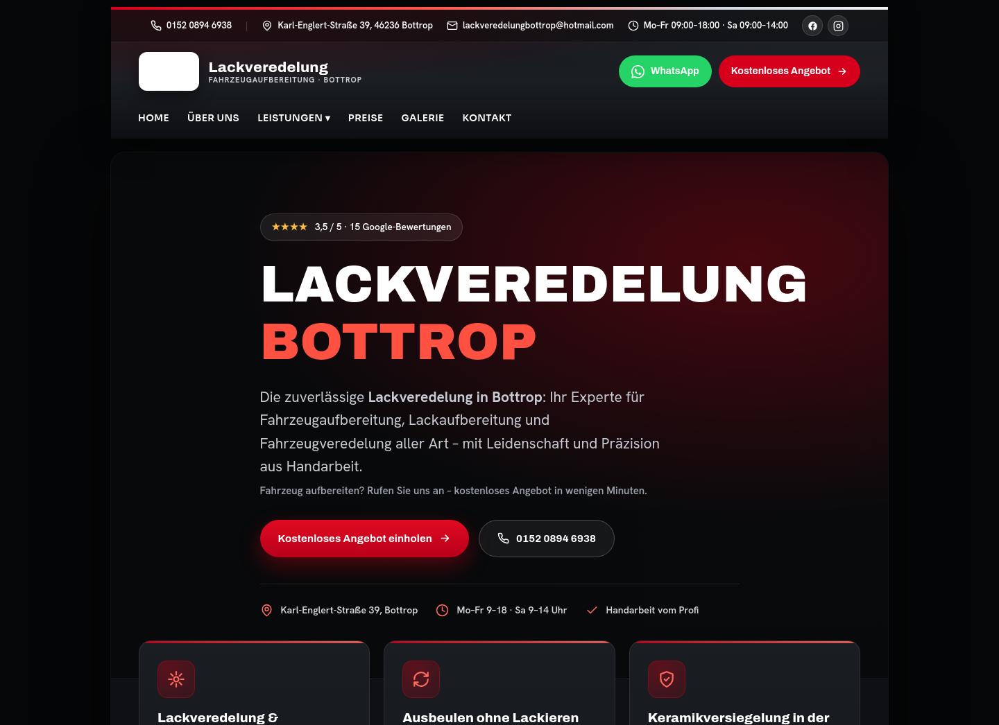Aktuelle Website-Vorschau von Lackveredelung Bottrop