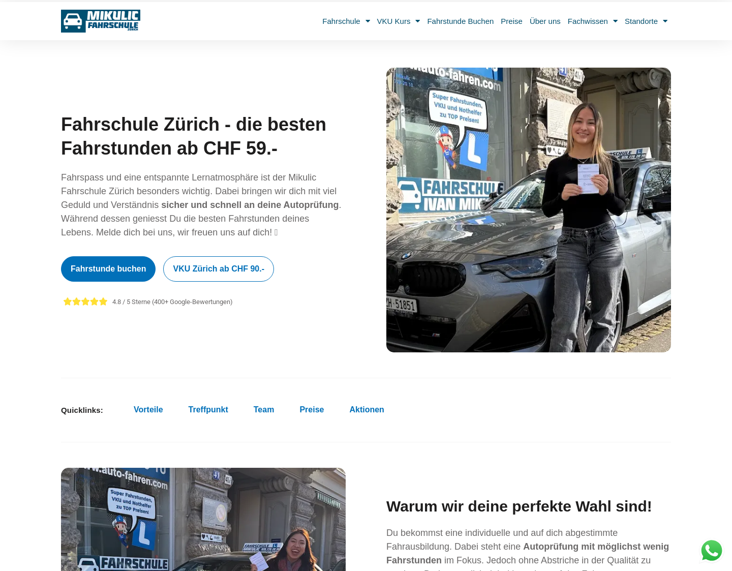 Aktuelle Website-Vorschau von Mikulic Fahrschule Zürich