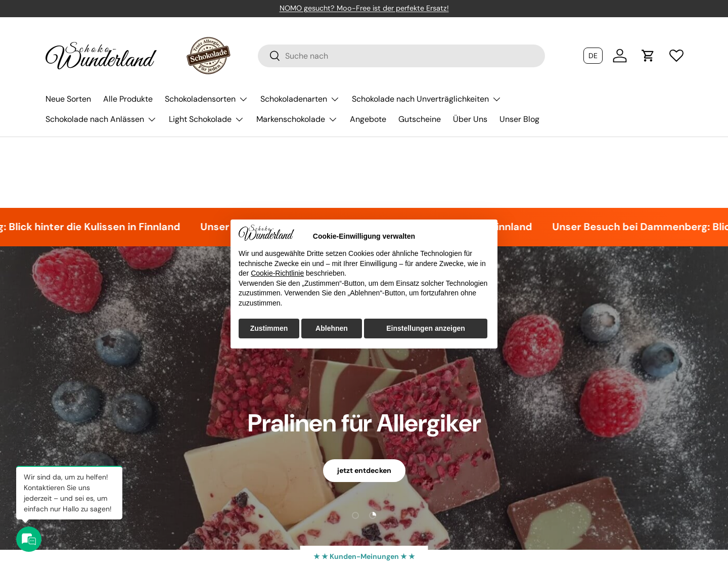 Aktuelle Website-Vorschau von Schoko Wunderland