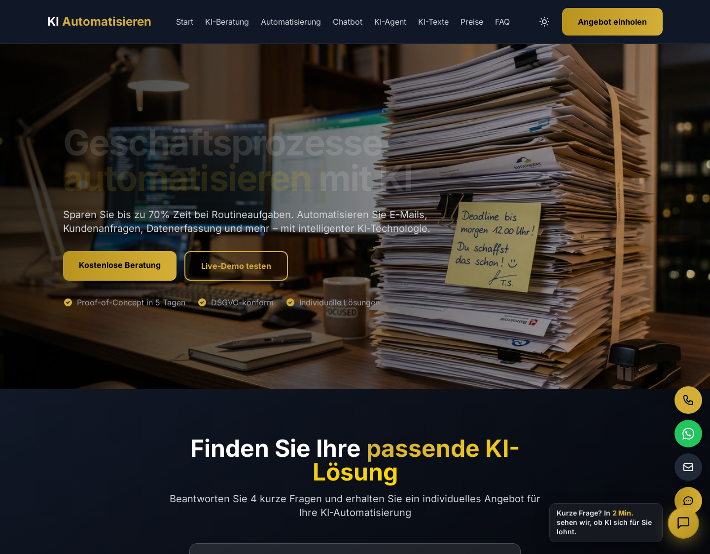 Aktuelle Website-Vorschau von KI Agentur