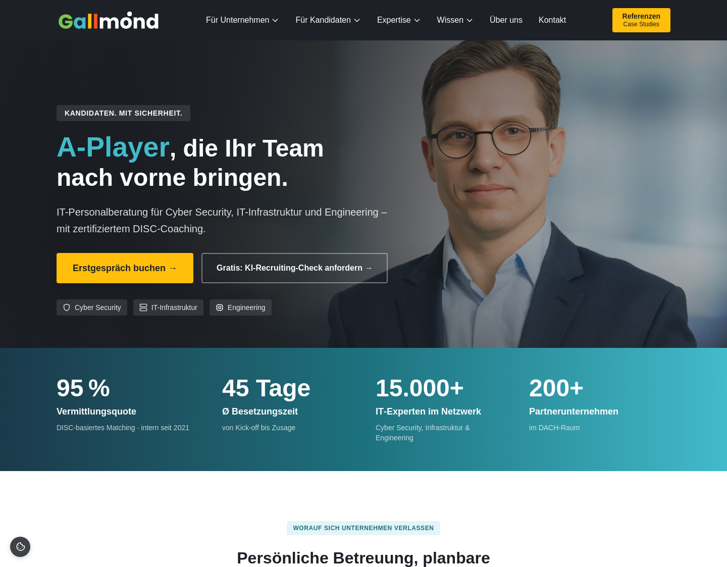 Aktuelle Website-Vorschau von Gallmond GmbH