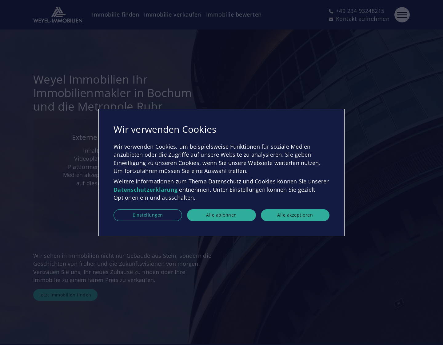 Aktuelle Website-Vorschau von WEYEL IMMOBILIEN - Immobilienmakler Bochum