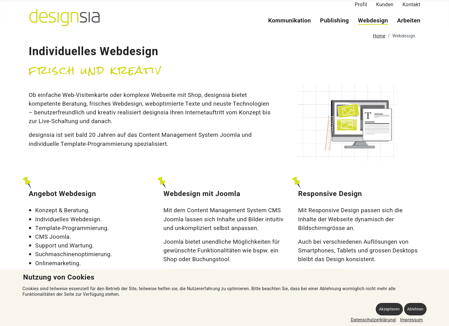 Aktuelle Website-Vorschau von Webdesign mit Joomla in Zürich
